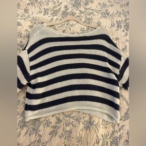 Aerie Striped Navy and White Women's Sweater